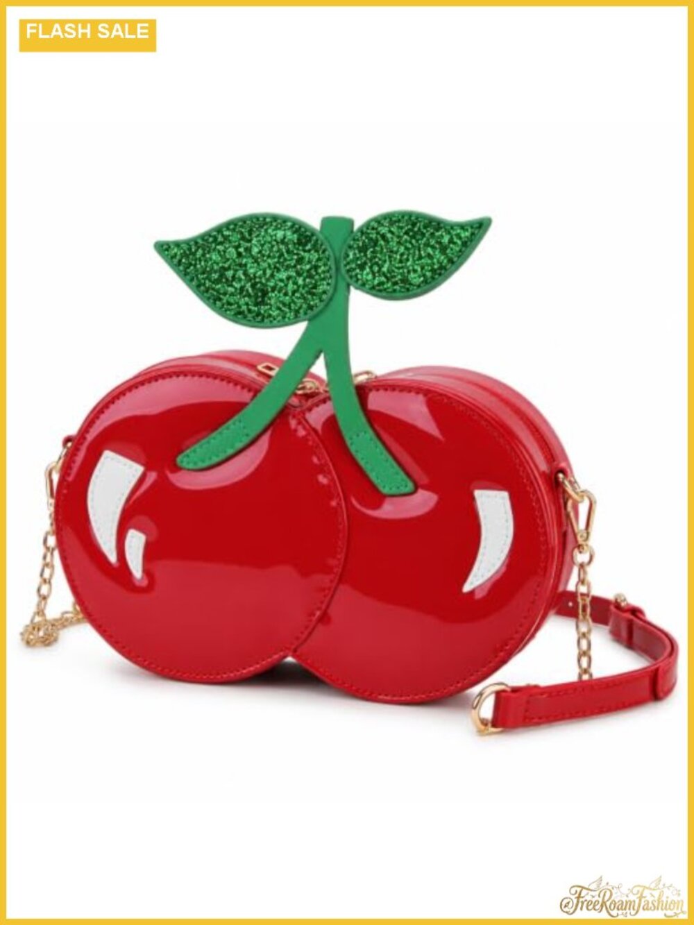 Vegan Leather Cherry Purse Novelty Crossbody Bag with Chain Strap
